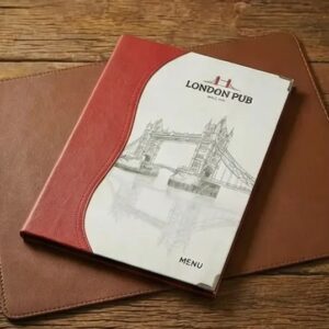 Pasta Cardápio com Capa personalizada - A4 reduzido + 3 divisórias - KIT c/ 5 UN