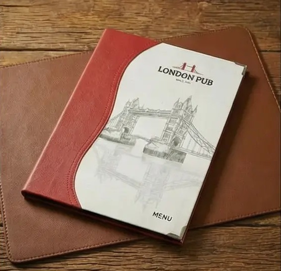 Pasta Cardápio com Capa personalizada - A4 reduzido + 3 divisórias - KIT c/ 5 UN