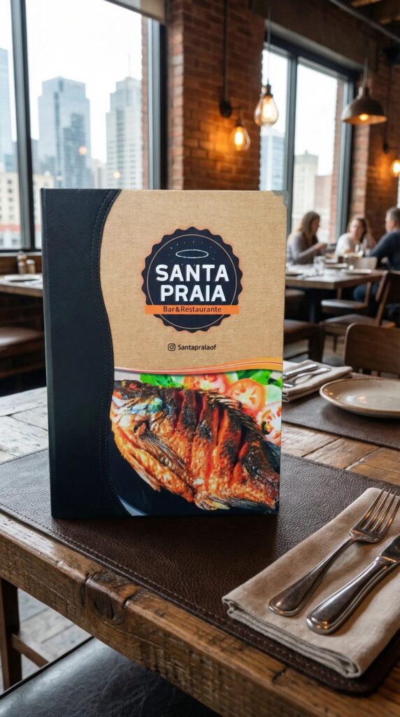 Pasta Cardápio com Capa personalizada -A5 + 6 divisórias - KIT c/ 5 UN