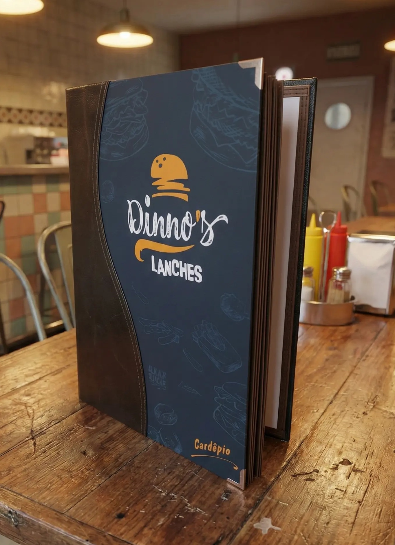 Pasta Cardápio com Capa personalizada - A4 + 3 divisórias - KIT c/ 5 UN - Imagem 2