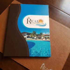 Pasta Cardápio com Capa personalizada - A4 + 5 divisórias - KIT c/ 5 UN