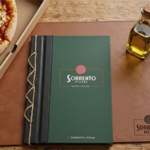 Cardápio personalizado c/ Amarração - A4 reduzido + 5 divisórias - KIT c/ 5 UN