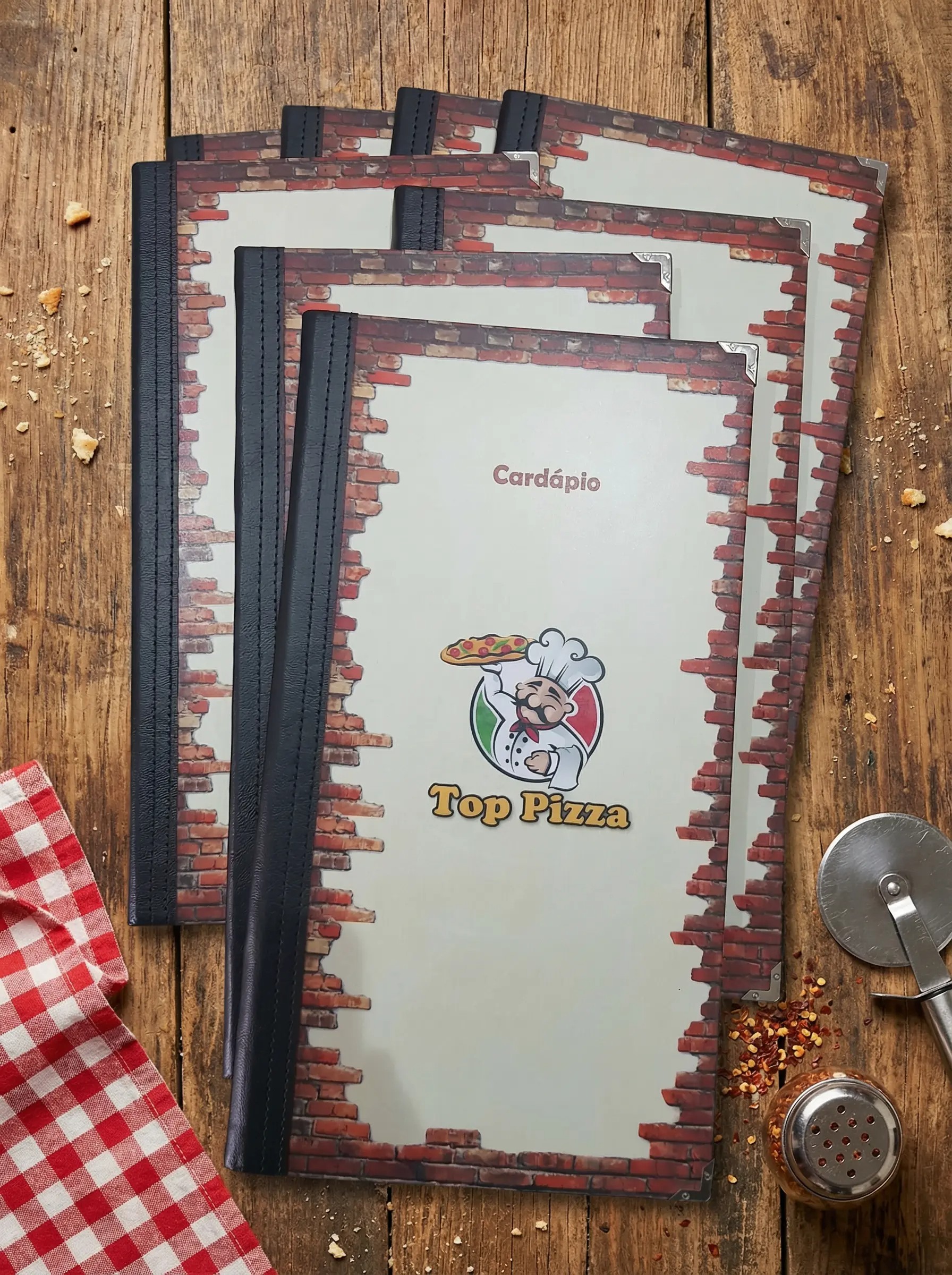 Pasta Cardápio com Capa personalizada -16x30cm + 6 divisórias - KIT c/ 5 UN - Imagem 3