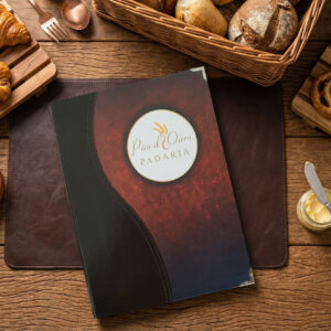 Pasta Cardápio com Capa personalizada - A4 + 2 divisórias - KIT c/ 5 UN