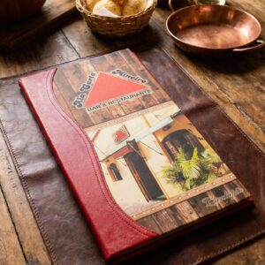 Pasta Cardápio com Capa personalizada -16x30cm + 6 divisórias - KIT c/ 5 UN