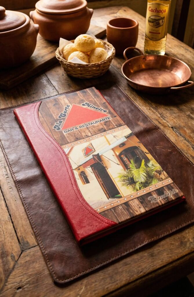 Pasta Cardápio com Capa personalizada -16x30cm + 6 divisórias - KIT c/ 5 UN