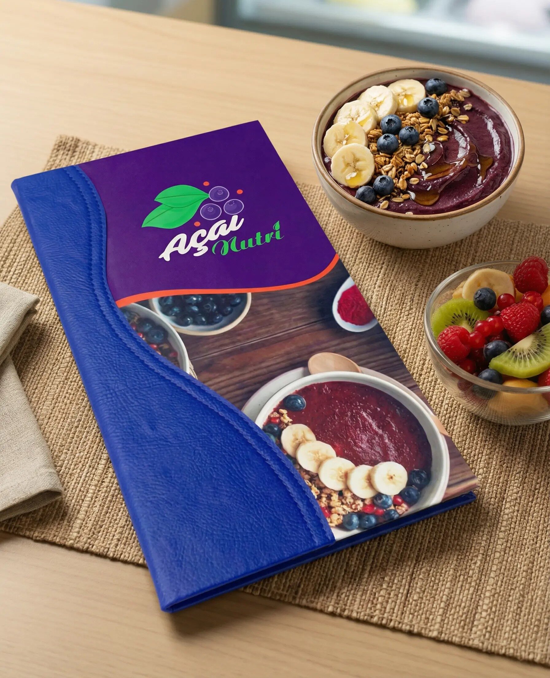 Pasta Cardápio com Capa personalizada -16x30cm + 5 divisórias - KIT c/ 5 UN