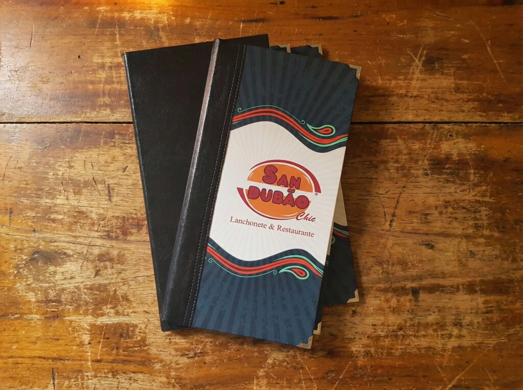 Pasta Cardápio com Capa personalizada -16x30cm + 4 divisórias - KIT c/ 5 UN