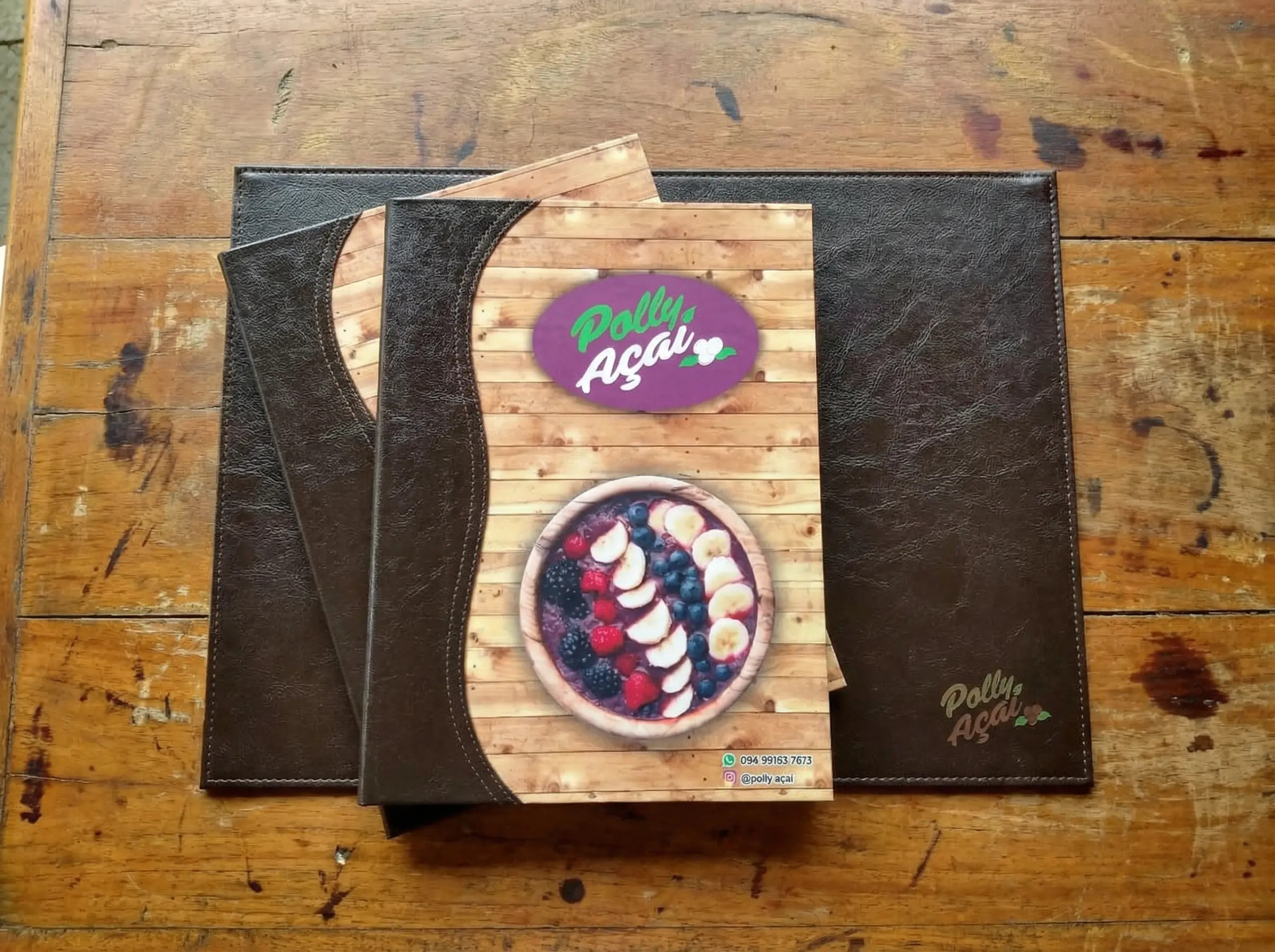 Pasta Cardápio com Capa personalizada - A4 + 3 divisórias - KIT c/ 5 UN - Imagem 3