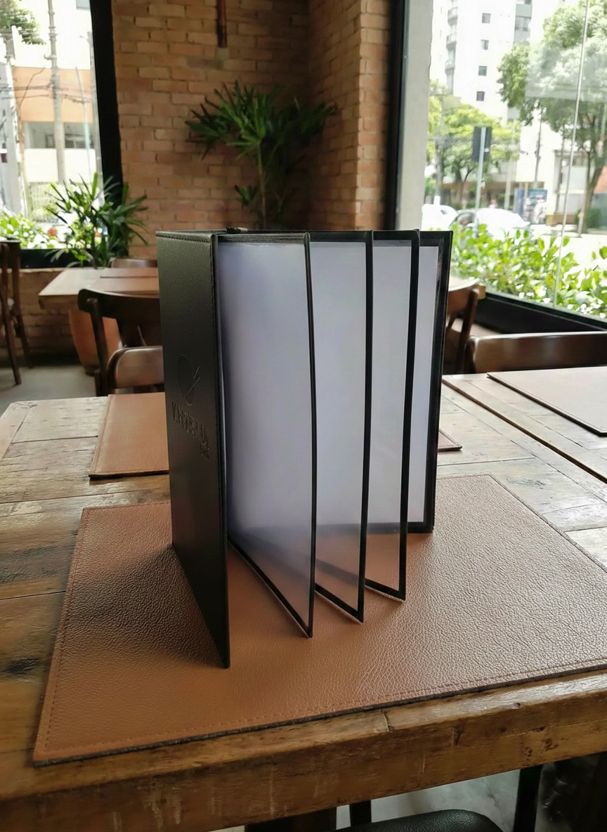 Pasta Cardápio com Capa em Couro Sintético + 3 divisórias - KIT c/ 5 UN - Imagem 7