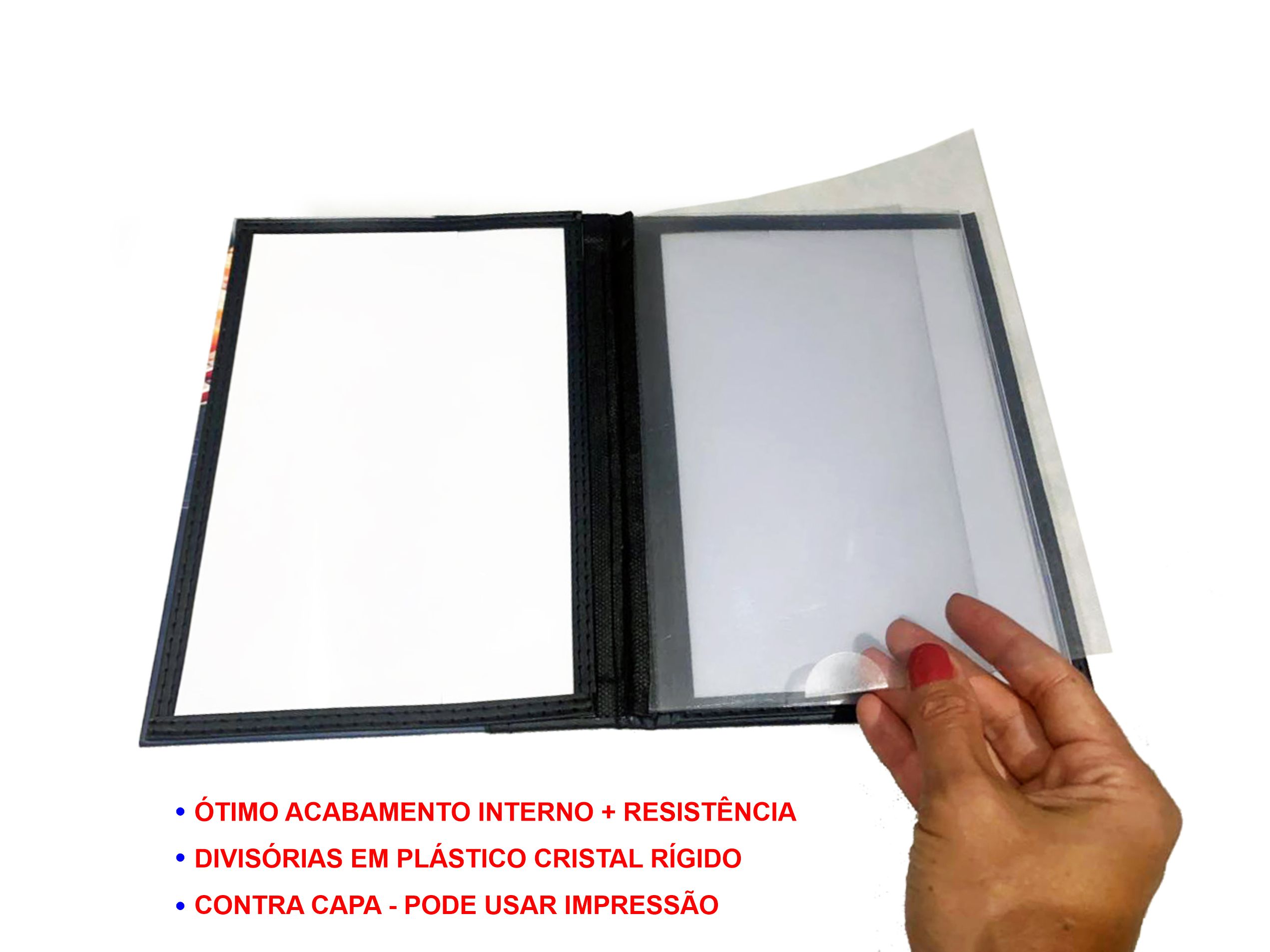 Pasta Cardápio com Capa personalizada -A5 + 6 divisórias - KIT c/ 5 UN - Imagem 4