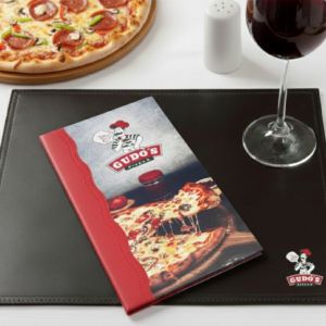 Pasta Cardápio com Capa personalizada -16x30cm + 4 divisórias - KIT c/ 5 UN