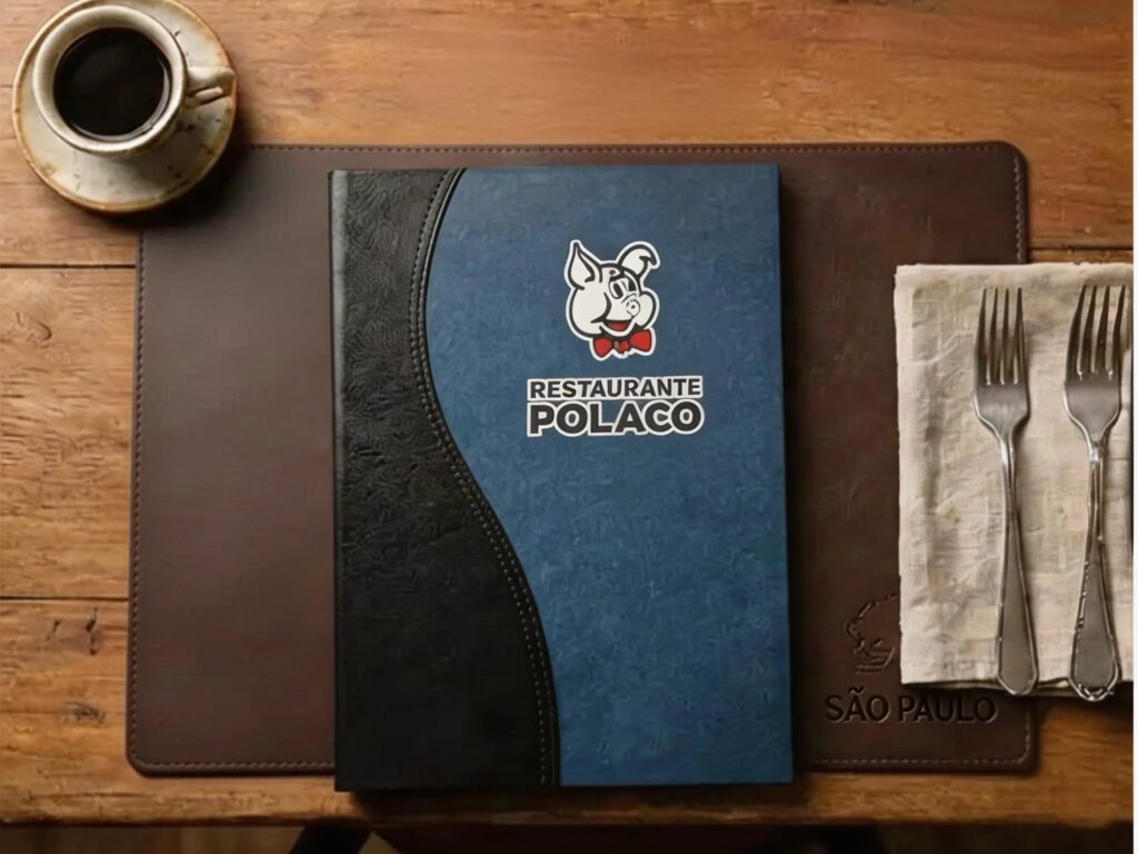 Pasta Cardápio com Capa personalizada - A4 + 6 divisórias - KIT c/ 5 UN