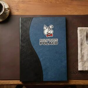 Pasta Cardápio com Capa personalizada - A4 + 6 divisórias - KIT c/ 5 UN