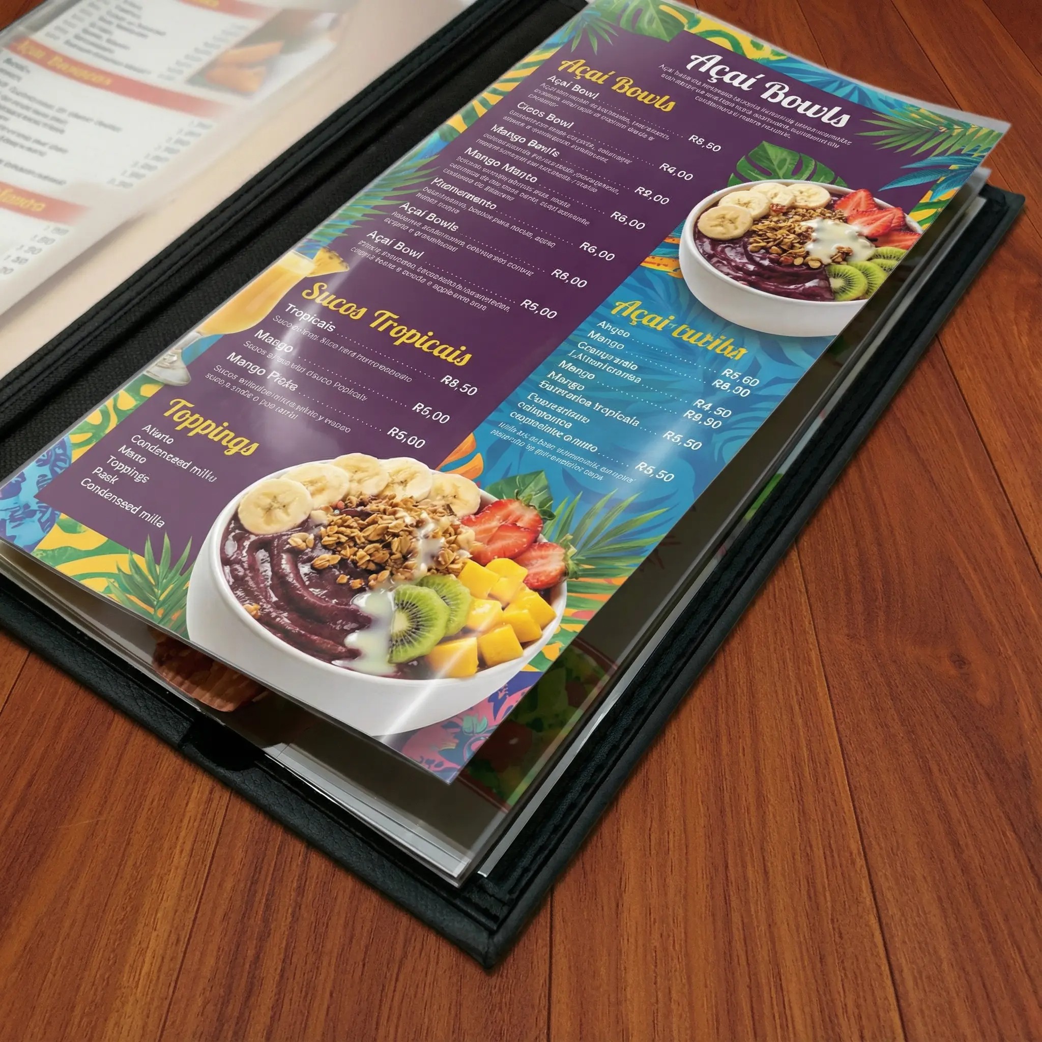 Pasta Cardápio com Capa personalizada -16x30cm + 5 divisórias - KIT c/ 5 UN - Imagem 2