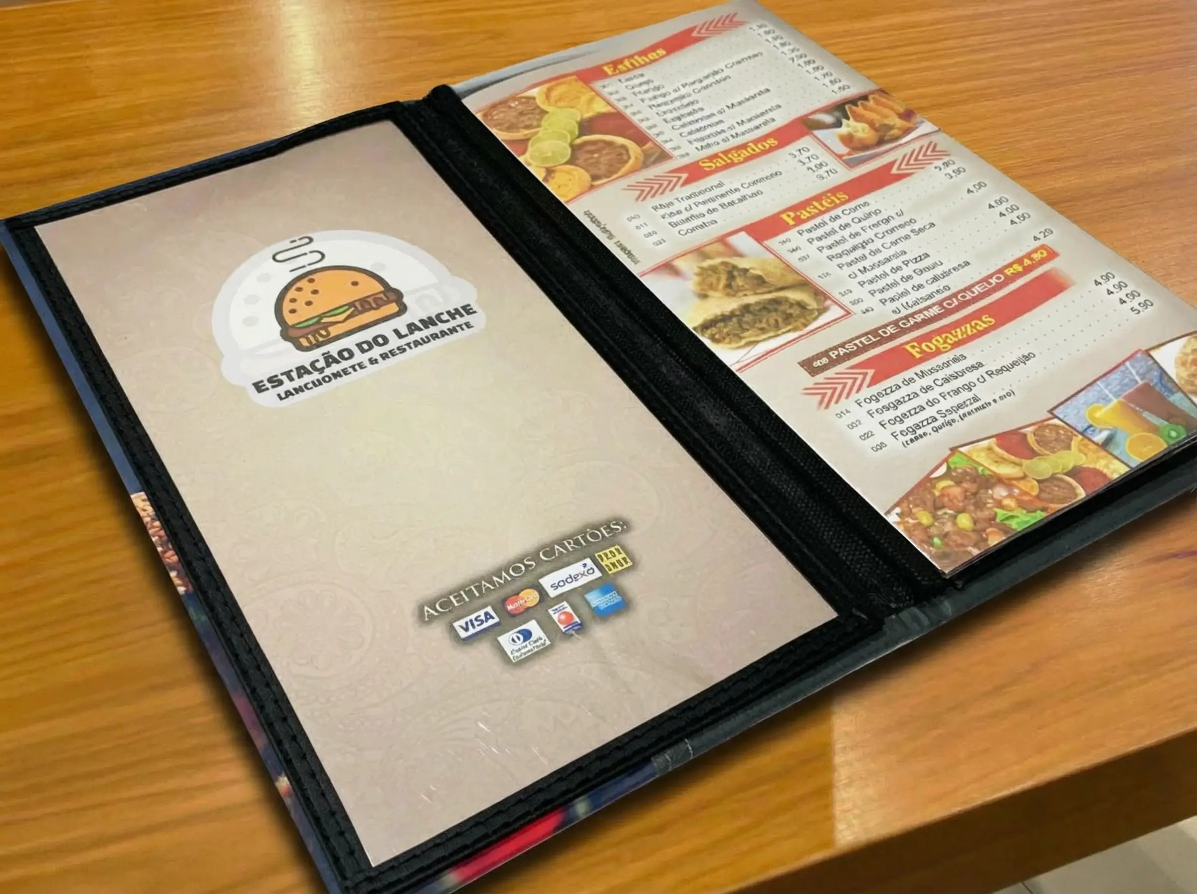 KIT de 10 Cardápios c/ Capa personalizada - 16x30cm + 5 Porta Comandas - Imagem 3